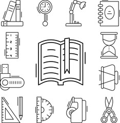 Poster - Opened book icon in a collection with other items