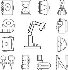 Poster - Office lamp icon in a collection with other items