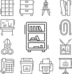 Poster - Bookcase, books icon in a collection with other items
