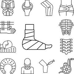 Wall Mural - Bandage foot gypsum leg icon in a collection with other items