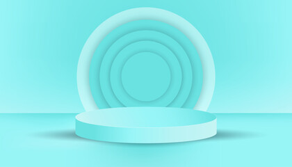 Poster - Realistic 3d torquoise blue podium minimal design