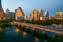 Downtown Austin Texas Skyline With View Of The Colorado River