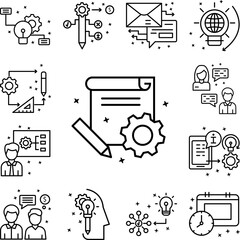 Poster - Gear document pen icon in a collection with other items