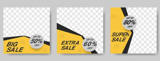 Wall Mural - fashion sale banner design template for social media post with yellow and black.vector illustration