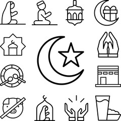 Poster - Moon star Ramadan icon in a collection with other items