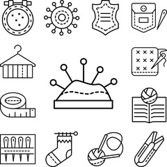 Poster - Pincushion, pin icon in a collection with other items