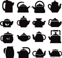 Poster - Teapot Flat style isolated Vectors Silhouettes