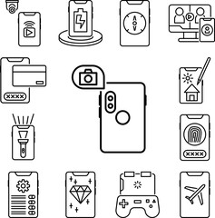 Poster - Smartphone camera icon in a collection with other items