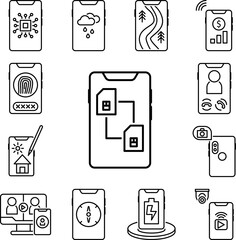 Poster - Smartphone sim icon in a collection with other items