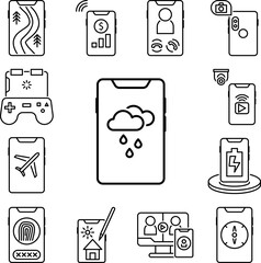 Poster - Smartphone weather icon in a collection with other items