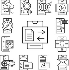 Poster - Smartphone file arrow transfer icon in a collection with other items