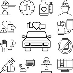 Poster - Social interaction, driving, car icon in a collection with other items