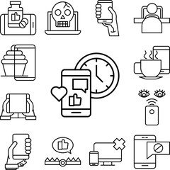 Poster - Time, clock, social addict icon in a collection with other items