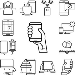 Poster - Hand, smartphone icon in a collection with other items