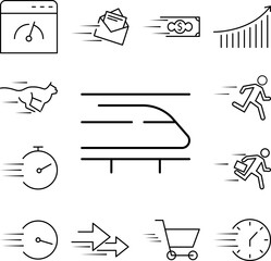 Poster - speed train icon in a collection with other items