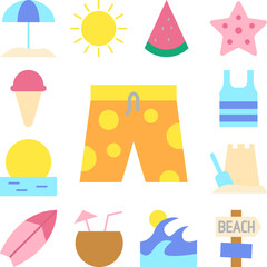 Poster - Clothes, swimming trunks icon in a collection with other items