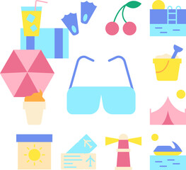 Poster - Sun, glasses icon in a collection with other items