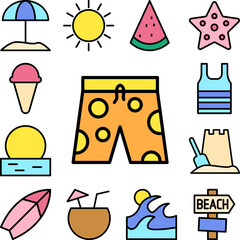 Poster - Clothes, swimming trunks icon in a collection with other items