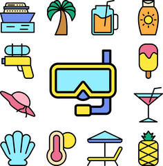 Sticker - Underwater, mask icon in a collection with other items