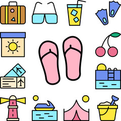 Sticker - Slippers, shoes icon in a collection with other items