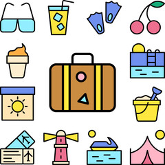 Poster - Luggage, bag icon in a collection with other items