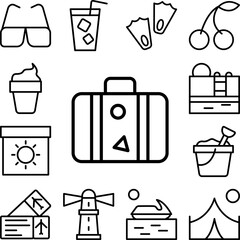 Poster - Luggage, bag icon in a collection with other items