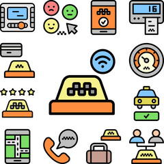 Poster - Taxi, sign icon in a collection with other items