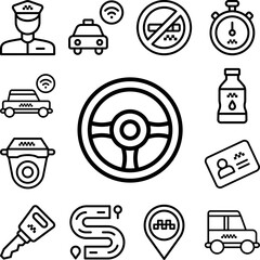 Poster - steering wheel icon in a collection with other items