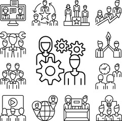 Poster - Gears, avatar, woman, man icon in a collection with other items