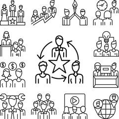 Poster - avatars, woman, man, star, arrow icon in a collection with other items