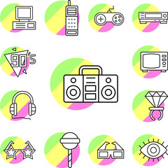 Poster - Music boom box icon in a collection with other items