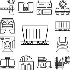Poster - Railway carriage train icon in a collection with other items