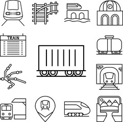 Poster - Railway carriage train icon in a collection with other items