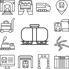 Poster - Railway carriage train icon in a collection with other items