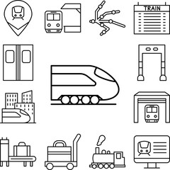 Poster - Railway carriage train icon in a collection with other items