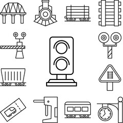 Poster - Traffic light railway icon in a collection with other items