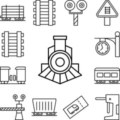 Poster - Train transport icon in a collection with other items