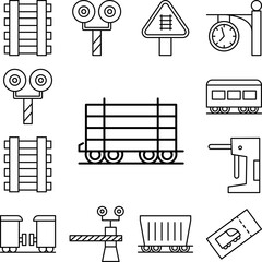 Poster - Railway carriage train icon in a collection with other items