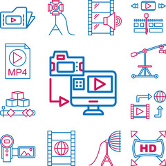 Poster - Video production, editing icon in a collection with other items