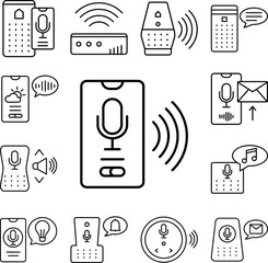 Poster - Smartphone, microphone icon in a collection with other items