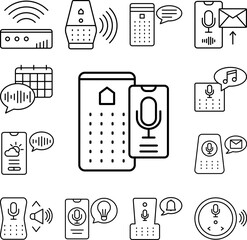 Poster - Echo dot, smartphone, microphone icon in a collection with other items