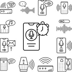 Poster - Smartphone, microphone, alarm, clock icon in a collection with other items