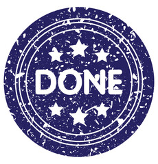 Poster - Simple vintage rubber stamp with Done text with Checkmark text.