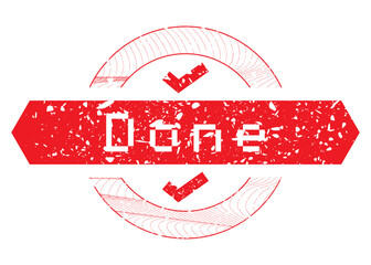 Poster - Simple vintage rubber stamp with Done text with Checkmark text.