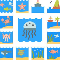 Sticker - Jellyfish, ocean icon in a collection with other items