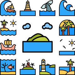 Poster - Island, clouds, ocean icon in a collection with other items