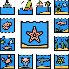 Poster - Starfish, ocean icon in a collection with other items