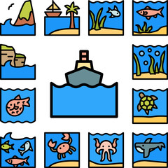 Poster - Ferry boat, ocean icon in a collection with other items