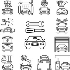Poster - Wrench, tools, car repair icon in a collection with other items