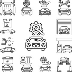 Poster - Repair mechanism, car repair icon in a collection with other items